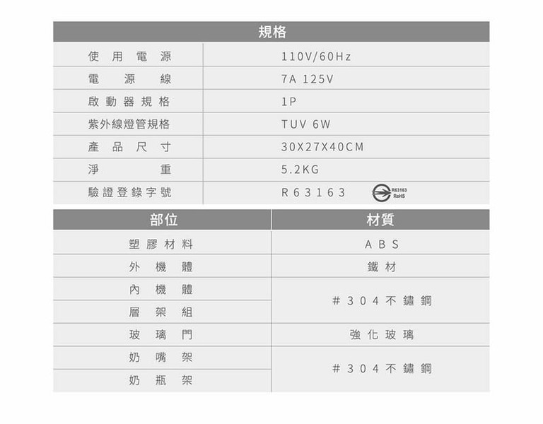 紫外線消毒烘乾機 Nac Nac 飛利浦UVC紫外線燈管 